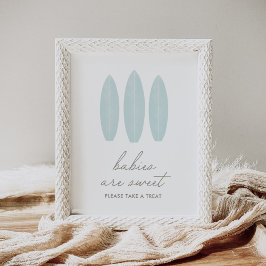 Baby ombord på Blue Surfboard Spädbarn är ett sött Poster