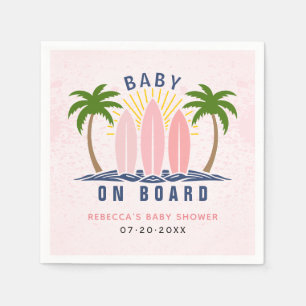 Baby ombord på duschen vid stänk rosa flicka pappersservett