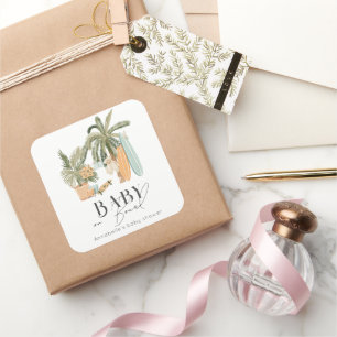 Baby ombord på Handflatan Träd Surfboard Baby Show Fyrkantigt Klistermärke