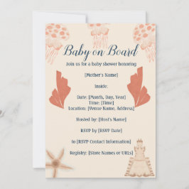 Baby ombord på kustbabyskor inbjudningar