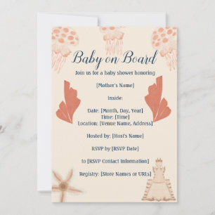 Baby ombord på kustbabyskor inbjudningar
