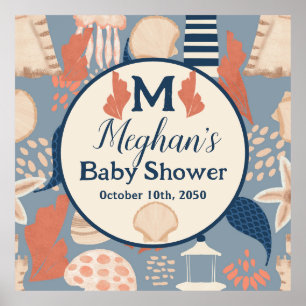 Baby ombord på Nautical Pojke Shower Poster