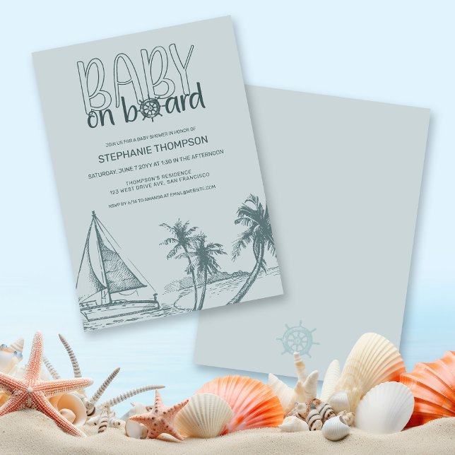 Baby ombord på Sailboat-sommarbabyskor Inbjudningar (Skapare uppladdad)