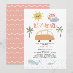 Baby ombord på Sunshine Rainbow Van Baby Shower In Inbjudningar