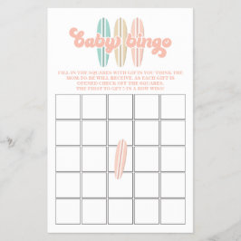 Baby ombord på Surfing Baby Shower Bingo Flyer