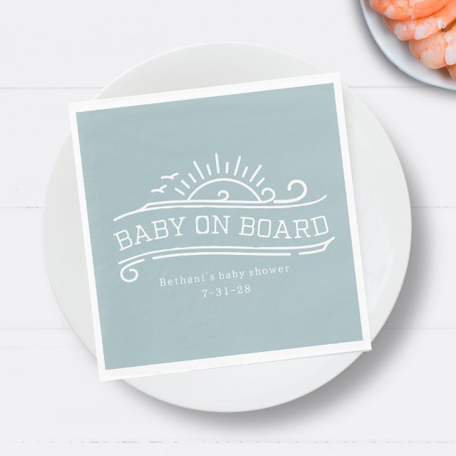 Baby ombord på Surfing Blue Baby Shower Pappersservett (Skapare uppladdad)