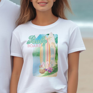 Baby ombord på surfplattan för vattenfärg t shirt