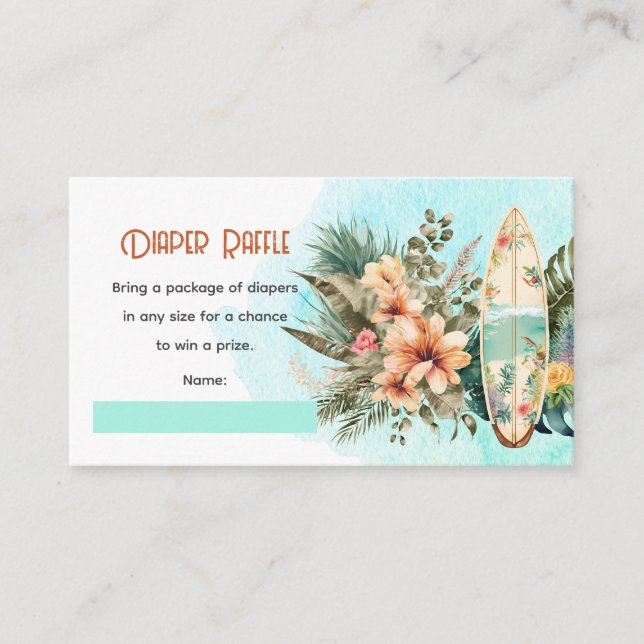 Baby ombord på Tropical Baby Shower Diaper Raffle Tilläggskort (Framsida)