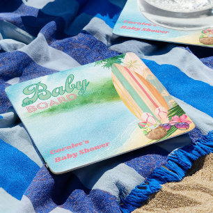 Baby ombord på Tropical Summer Beach Underlägg Papper Kvadrat
