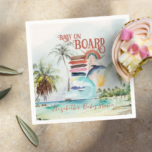Baby ombord Retro sommar surf baby shower Pappersservett