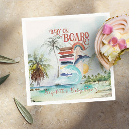 Baby ombord | Retro Summer Surfa Baby Shower Pappersservett