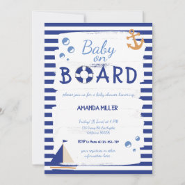 Baby ombord! Sailor Marine Blue Baby Shower Inbjudningar