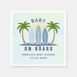 Baby ombord som surfar på stänk blå pojke dusch pappersservett