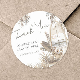 Baby Ombord Tack Beach Babyshower Runt Klistermärke