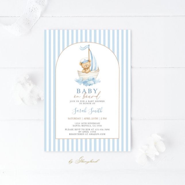 Baby on Board Baby Shower Boy Inbjudningar (Skapare uppladdad)