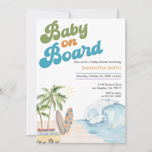 Baby on Board Baby Shower, könsneutral Inbjudningar (Framsida)