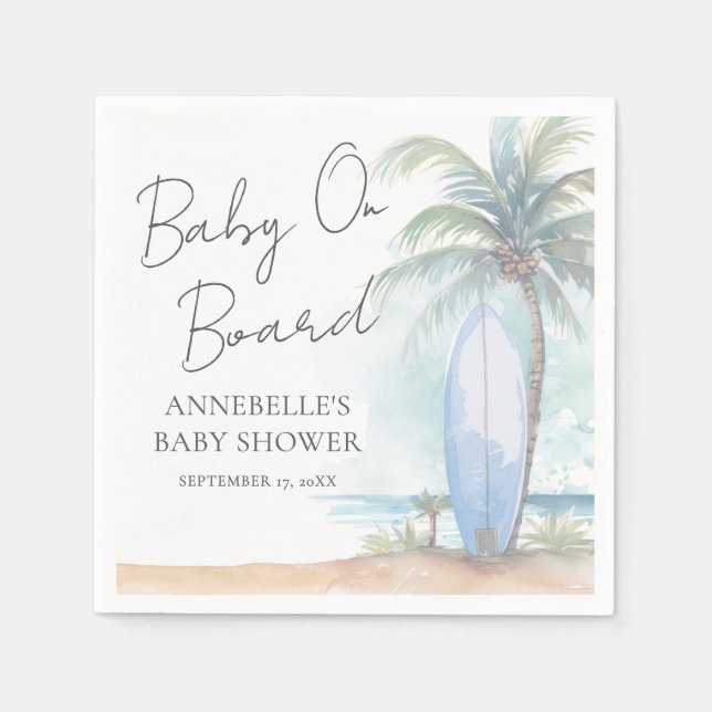 Baby On Board Beach Baby Shower Pappersservett (Framsidan)