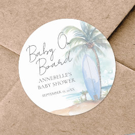 Baby On Board Beach Baby Shower Runt Klistermärke