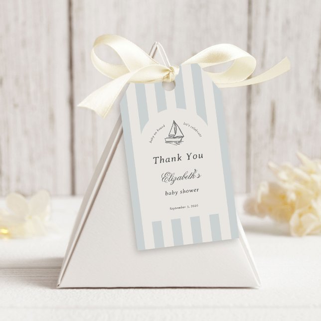 Baby On Board Elegant Blue Sailboat Presentetikett (Skapare uppladdad)