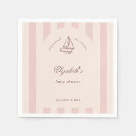 Baby On Board Elegant Pink Sailboat Baby Shower Pappersservett