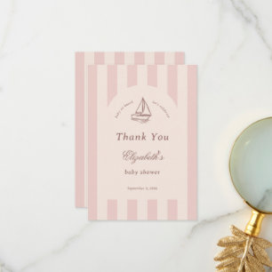 Baby On Board Elegant Rosa Segelbåt Bebis Shower Tack Kort