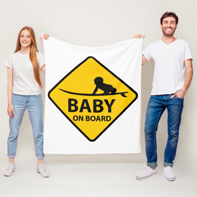 Baby on Board funny baby design with surf board Fleecefilt (På plats)