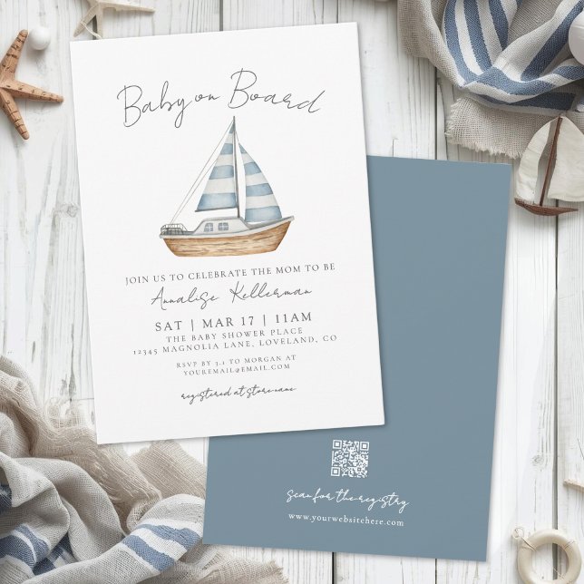 Baby On Board Nautical Baby Shower Inbjudningar (Baby On Board Nautical Baby Shower Invitation)