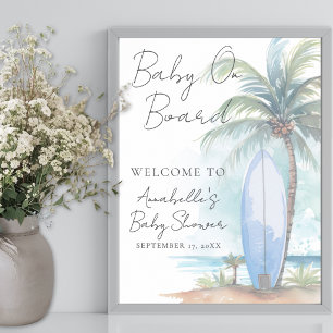 Baby On Board Strand Baby Shower Välkomstskylt Poster