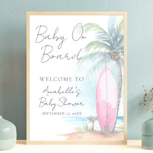 Baby On Board Strand Baby Shower Välkomstskylt Poster