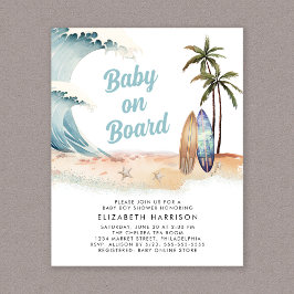 Baby On Board Strand Surf Baby Shower Inbjudan
