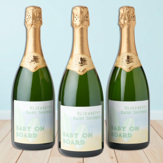 Baby On Board Surfing Beach Watercolor Baby Shower (Skapare uppladdad)