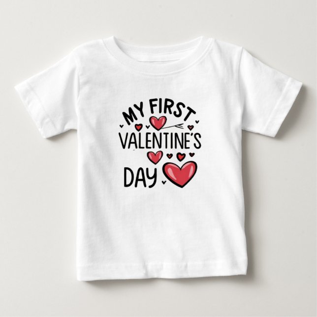 Baby on his first Valentine's Day T Shirt (Framsida)