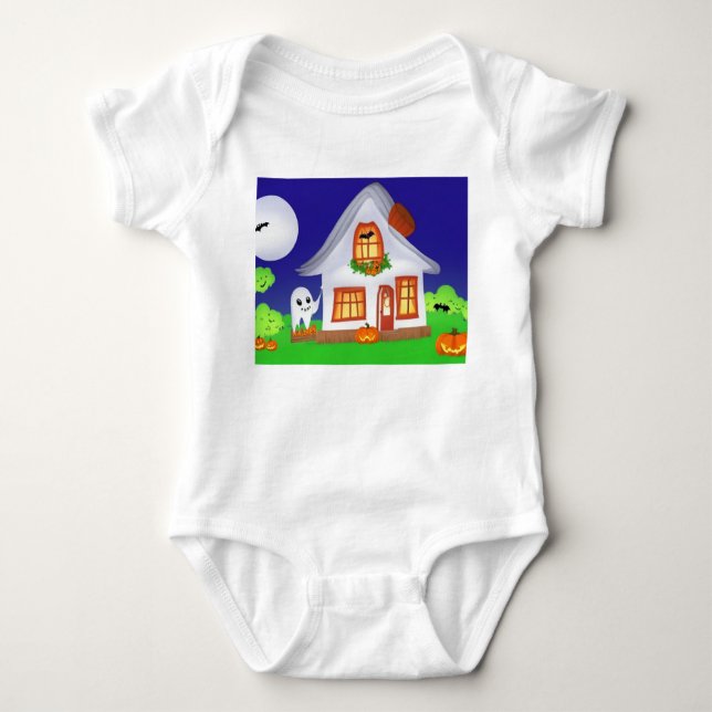 Baby One Biet med Halloween Bild T Shirt (Framsida)