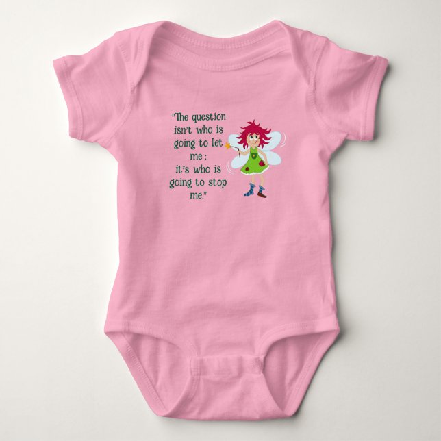 Baby One-biet, "Vems kommer att stoppa mig" - Rosa T Shirt (Framsida)