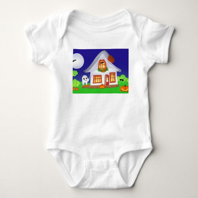 Baby One Piece med Halloween-bild T Shirt (Framsida)