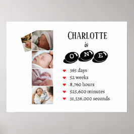Baby One Year Photo Collage Nursery Wall Art Poster