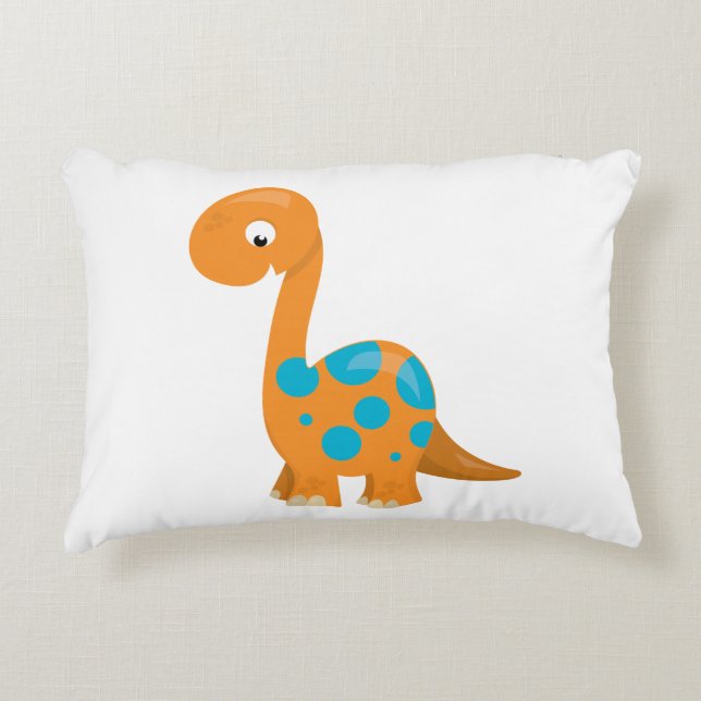 Baby Orange Dinosaur Prydnadskudde (Framsidan)