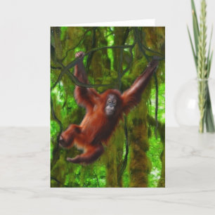 Baby Orangutan & Rainforest Primate Art Gift Tack Kort