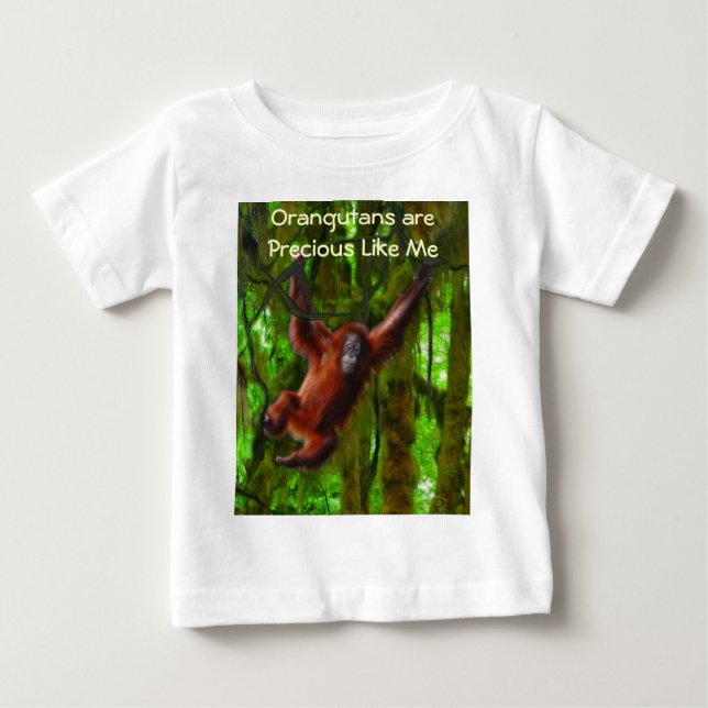 Baby Orangutan & Rainforest Primate Art Gift Tee Shirt (Framsida)