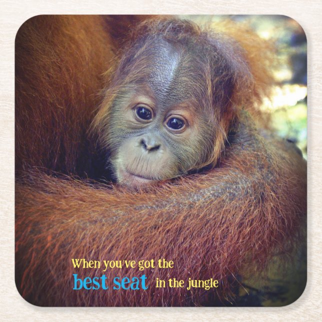 Baby Orangutan Underlägg Papper Kvadrat (Framsidan)