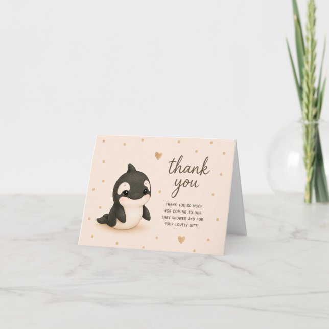Baby Orca Baby Shower Tackkort (Framsida)
