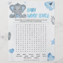 Baby Ord Search [Baby Elephant [Blue] Brevhuvud