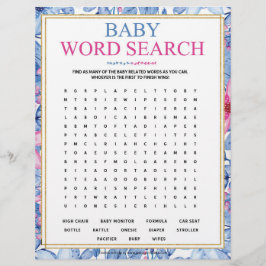 Baby Ord Search [Blommigt Watercolor] Brevhuvud