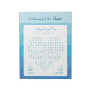 Baby Ord Search Blue Ombre Rand Baby Shower Anteckningsblock