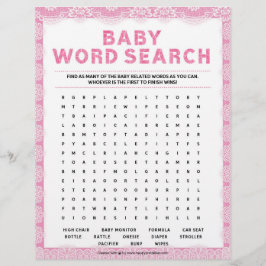 Baby Ord Search [Luxury Snöre [Rosa] Brevhuvud