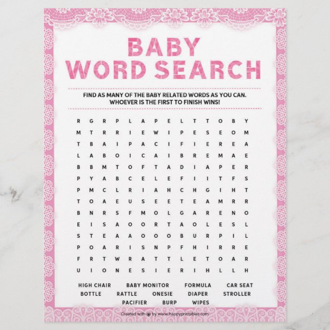 Baby Ord Search [Luxury Snöre [Rosa] Brevhuvud (Framsida)
