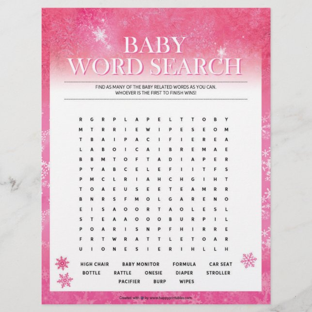 Baby Ord Search [Snowy Rosa] Brevhuvud (Framsida)