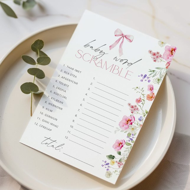 Baby ord-skammusslor Bow Blommigt babyduschspel fö (Skapare uppladdad)