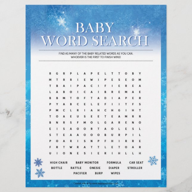 Baby Ord-sökning [Snöblått] Brevhuvud (Framsida)