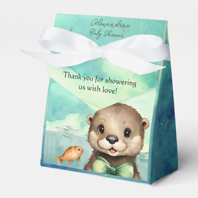 Baby Otter Baby Shower Gender Neutral Presentaskar (Framsidan Sidan)